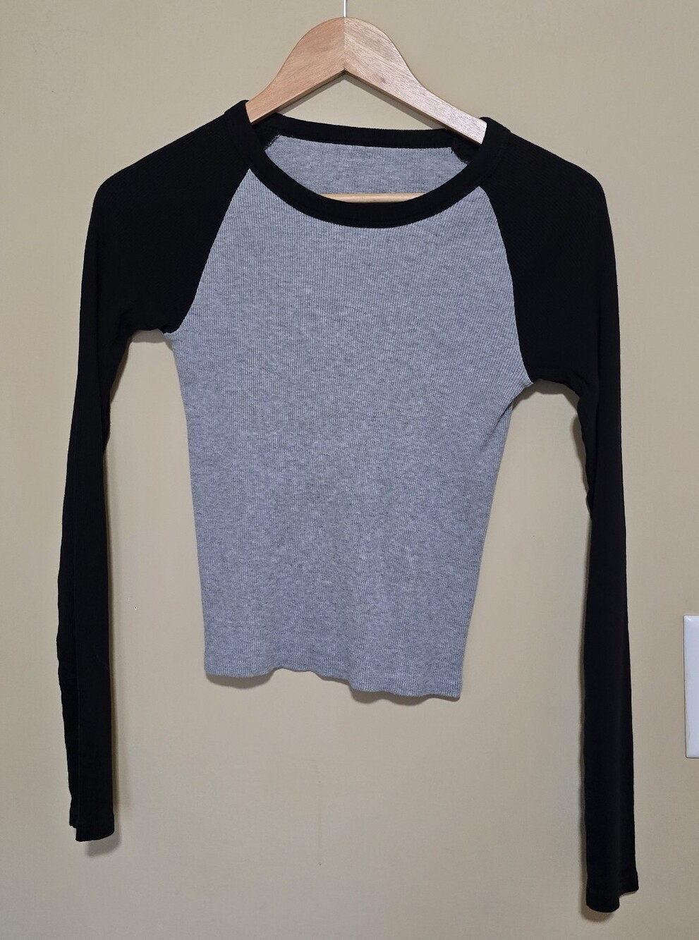 Brandy Melville Black & Gray Raglan Long-Sleeve Tee